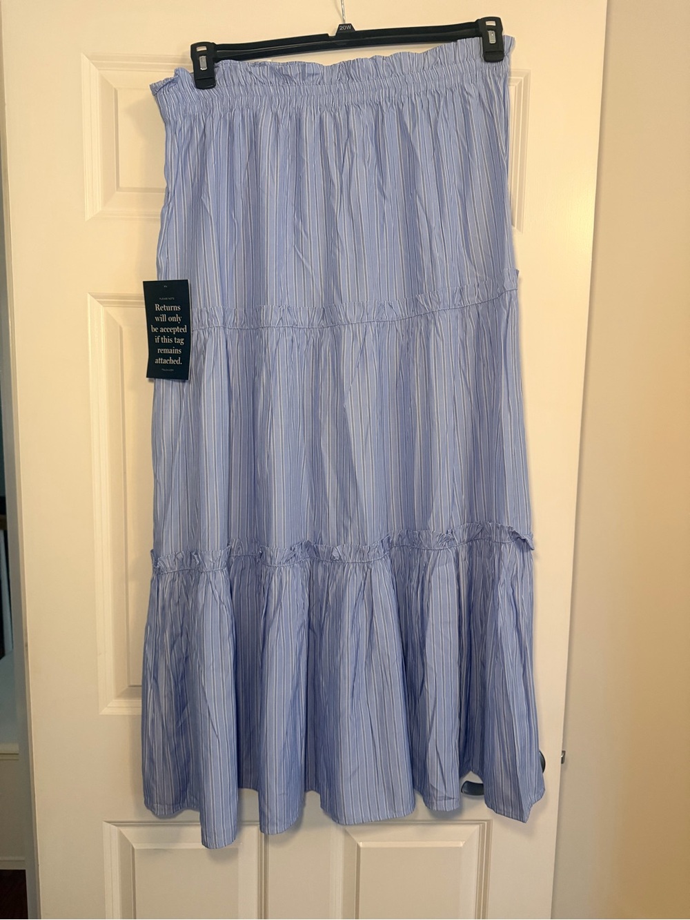Tuckernuck Light Blue Striped Tiered Maxi Skirt